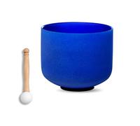 SOUNDELLO - tazón de vidrio de cuarzo para chakra de tercer ojo, de 7 pulgadas, índigo, para curación, meditación, yoga, baño de sonido, con junta tórica de mazo de goma