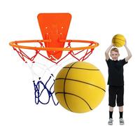 Soundless Basketball - Quiet Basketball and hoopps Set, No Sound Basketballs Indoor with Hoop No Noise Sport Ball, Soft Bounce Equipment for Home Gym Apartment, Doors or Walls Mounted