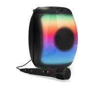 Soundlogic® Altavoz Bluetooth con Micrófono Mediano | Caja para Fiestas | Máquina de Karaoke | Hogar Inteligente | Caja de Música Inalámbrica Bluetooth | Lámparas LED RGB con 13 Efectos de Luz | Negro