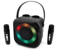 Soundmaster BT2024 Karaoke System Altavoz Bluetooth portátil con 2 micrófonos, convertidor de Voz, Efectos de luz LED, USB y Entrada Auxiliar.
