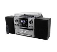 Soundmaster MCD5600SW Sistema estéreo con Tocadiscos, Reproductor de CD con Casete Doble Dab+, codificación USB MP3 Bluetooth, digitalización, conexión de Antena de 75 ohmios