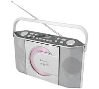 Soundmaster Sistema estéreo portátil RCD1755SI, plateado, analógico, conectividad de 3,5 mm, reproductor de CD, reproducción de MP3, modo de salida de audio estéreo, alimentado por batería