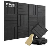 Soundsbay 12 paneles acústicos autoadhesivos, paneles acústicos de poliéster para aislamiento acústico, 30 × 30 × 0,9 cm, absorción acústica para un tratamiento acústico eficaz y un elegante diseño de