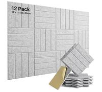 Soundsbay 12 paneles acústicos autoadhesivos, paneles acústicos de poliéster para aislamiento acústico, 30 × 30 × 0,9 cm, absorción acústica para un tratamiento acústico eficaz y un elegante diseño de