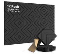 Soundsbay 12 paneles acústicos autoadhesivos, paneles acústicos de poliéster para aislamiento acústico, 30 × 30 × 0,9 cm, absorción acústica para un tratamiento acústico eficaz y un elegante diseño de