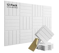 Soundsbay 12 paneles acústicos autoadhesivos, paneles acústicos de poliéster para aislamiento acústico, 30 × 30 × 0,9 cm, absorción acústica para un tratamiento acústico eficaz y un elegante diseño de