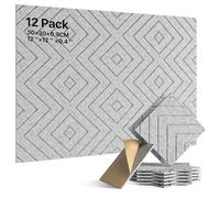 Soundsbay 12 paneles acústicos autoadhesivos, paneles acústicos de poliéster para paneles de pared, aislamiento acústico para una acústica eficaz y un diseño elegante de pared, 30 x 30 x 0,9 cm