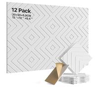 Soundsbay 12 paneles acústicos autoadhesivos, paneles acústicos de poliéster para paneles de pared, aislamiento acústico para una acústica eficaz y un diseño elegante de pared, 30 x 30 x 0,9 cm