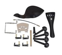 Soundspire Kit de mantenimiento de violín 4/4, juego de 15 accesorios profesionales de ébano con puente, cordal, clavijas de afinación, reposamuñecas y afinadores finos para reemplazo de piezas de