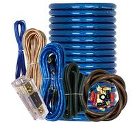 SOUNDXTREME SX-BCC4AB-BLUE - Kit completo de amplificador de calibre 4 de 3300 W, kit de cableado de instalación de amplificador AGU en línea, fusible de 80 A y todos los accesorios incluidos