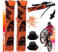 SoundZero 1 Par Puños de Bicicleta Cubierta, Suave Antideslizante 22mm Mango Universal, Puños de bicicleta MTB/BMX/Mountain Bike, Ergonomicos Manillar de Bicicleta Puños (naranja negro)