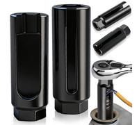 SoundZero 2 Piezas Sensor de Oxígeno Socket, Llave Vaso Para Instalación Sondas Lambda, Sensor de oxígeno con Apertura Lateral, Tipo universal Manga de oxígeno (Negro, Dos tipos de aperturas)