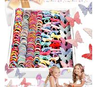 SoundZero 287 Piezas Conjunto de Accesorios Pelo, Mini Gomas Pelo Bebe, Gomas de Pelo Elásticos Colores y Pinzas, Coleteros Pelo Niña Coloridas, Gomillas Niña de Color Mixto