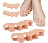 SoundZero 4 Piezas Separadores de dedos, Separadores de dedos de silicona, Camilla de dedos de silicona, Separador de dedos corrector de juanetes, Hallux Valgus (color de piel adulto)