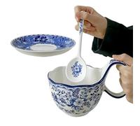 Soup Bowl with Handle 500ml Microwavable Floral with Loop Handle