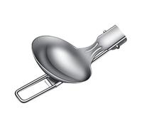 Soup Spoon, Foldable Metal Non Slip Ladle for Outdoor Cooking Meal Prep Travel RV Kitchen Hiking Picnic Homeowner Elderly Compact Durable Utensil, Silver, 19.5x6cm