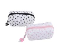 Soupche du ruban - Conjunto de 2 carcasas de bolígrafos, cremallera lisa | Bolsa de almacenamiento de maquillaje, organizador fácil de llevar, estilo lindo de niña, estudio de oficina, de viaje