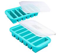 Souper Cubes Bandeja de silicona para congelador de 1/2 taza con tapa, recipiente fácil de preparar comidas y solución de almacenamiento de cocina, molde de silicona para almacenamiento de sopas y