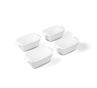 Souper Cubes Gres - Plato pequeño de cerámica para hornear de 5 x 3 pulgadas con cubiertas de silicona, platos pequeños para horno perfectos para recalentar porciones individuales, juego de 4, color