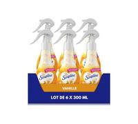 SOUPLINE - Fragancia 3D de vainilla en aerosol para refrescar la ropa - Perfuma al instante - Complemento ideal para tu suavizante de telas - Paquete de 6 x 300 ml