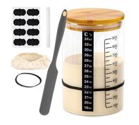 sour dough Jar for Starter - sour dough Starter Jar | Reusable Wide Mouth Glass Sourdôugh Fermentation Fôr Baking | Yogurt Fermentation Kit for Beginners | Multifunctional Sourdôugh Starters Jars Kit