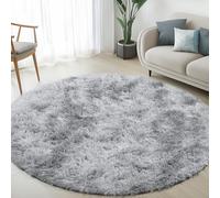 Sour Lemon Alfombra Redonda Gris 80x80 cm para Dormitorio y Sala de Estar - Lavable Antideslizante Mullida Suave Peluda para Niños Pasillo