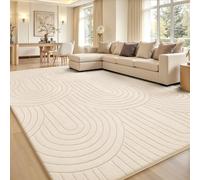 Sour Lemon Alfombras para sala de estar, 160 x 230 cm, patrón semicircular 3D, color crema, alfombras extragrandes para sala de estar, lavable a máquina, antideslizante, alfombra de pelo corto para