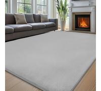 Sour Lemon Alfombras para sala de estar, alfombra de área gris para dormitorio, alfombra de pelo sintético de conejo, lavable, antideslizante, alfombra grande y lisa, alfombra de pelo corto para sala