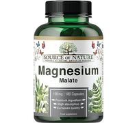 Source of Nature® | Magnesio Malato 645mg | 180 Cápsulas | Suministro para 2 Meses | 100mg Magnesio Elemental | Alta Biodisponibilidad | Apoya Energía & Función Muscular | Vegano