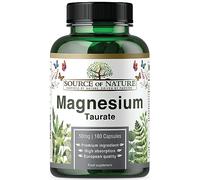 Source of Nature® | Magnesio Taurato 625mg | 180 Cápsulas | Suministro para 45 Días | 50mg Elemental | Alta Absorción | Suave para el Estómago | Pureza Probada en Laboratorio