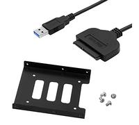SourceTon Cable adaptador de disco duro USB 3.0 SATA III con soporte de montaje SSD, cable adaptador SATA a USB y bahía de unidad de 2,5 "a 3,5" para transferencia de datos SSD/HDD
