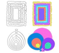 SourceTon - Juego de 2 troqueles para hacer tarjetas, marco rectangular rasgado y globos