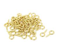 sourcing map 0.07" x 0.55" Tornillo Ojo Ganchos Autorroscantes Tornillos Atornillado Colgador Ojo Forma Anillo Ganchos Dorados 50 Piezas
