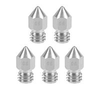 sourcing map 0.6mm 3D Impresora Boquillas Head M6 Rosca Reemplazo para MK8 1.75mm Extrusora Impresión, Acero Inoxidable 5uds