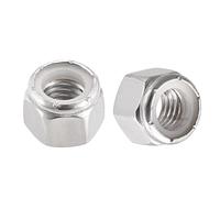 sourcing map 1/2-13 UNC Nylon Inserción Hexagonal Seguridad Tuercas, 304 Inoxidable Acero, Liso Acabado, 10 Piezas