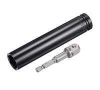 sourcing map 1/2" Unidad Enchufe Accesorio Conjunto, 22mm Profundidad 6-Puntos Impacto Zócalo 6" Longitud y 1/4" Vástago Hex Adaptador