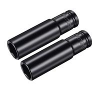 sourcing map 1/2" Vaso por 17mm Profundidad Impacto Llave, Termotratado CR-V Acero 3,15" Longitud, 6 Puntos Métrico Tamaños 2 Piezas