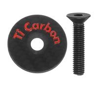 sourcing map 1-3/8 OD - Tapa superior de fibra de carbono para auriculares de ciclismo con perno rojo M6 para bicicleta de montaña, carretera, MTB, rojo