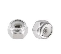 sourcing map 1/4-20 UNC Nylon Inserción Hexagonal Seguridad Tuercas, 304 Inoxidable Acero, Liso Acabado, 25 Piezas