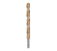 sourcing map 1/4" Hexagonal Vástago Taladro 8,2mm Titanio Taladro Brocas Juego M35 Alta Velocidad Acero Helicoidal Taladro 115mm Largo para Madera, Inoxidable Acero, Metal