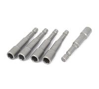 sourcing map 1/4 Pulgada Vástago 7mm Hexagonal Toma Tuerca Colocador Destornillador Taladro Adaptador Gris 5 Piezas No Magnético