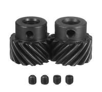 sourcing map 1 juego de engranajes helicoidales Mod 14T de 8 mm, 2 piezas de engranaje en espiral de eje escalonado de 45 grados para mano izquierda y derecha con tornillo M4 para rotación mecánica