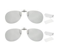sourcing map 1 juego de gafas polarizadas 3D con clip, marcos de gafas de visión pasivos circulares 3D con funda de vidrio y paño para gafas para películas RealD, teatro, juegos, TV (clip de metal