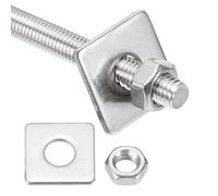 sourcing map 1 juego de varillas totalmente roscadas M8 x 350 mm, 201 varillas roscadas de acero inoxidable con tuerca cuadrada para tornillo de fijación de anclaje estructural