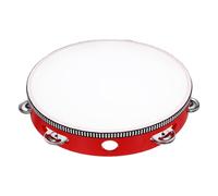 sourcing map 1 pandereta de mano de madera de 25,4 cm, de una sola fila, de metal, jingle de percusión, instrumento musical de tambor para adultos, iglesia, boda, fiesta, juegos, color rojo