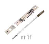 sourcing map 1 paquete de perno de extensión con varilla, pestillo de acero inoxidable de 10 pulgadas, cerradura de seguridad oculta para puertas francesas dobles, compuesto, puertas de madera, bronce