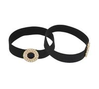 sourcing map 1 par de correas de zapatos de tacón alto, banda elástica desmontable antisuelta para zapatos para mujer, sandalias de tacón alto, color negro, diamantes de imitación de doble círculo