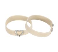 sourcing map 1 par de correas de zapatos de tacón alto, banda elástica desmontable antisuelta para zapatos para mujer, sandalias de tacón alto, beige, diamantes de imitación de corazón