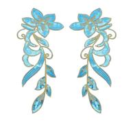 sourcing map 1 par de parches de flores de lentejuelas, parche de lentejuelas bailarinas de 12 pulgadas, parches bordados para coser en escenario, boda, drama, chaquetas, color azul lago