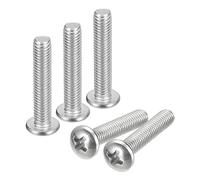 sourcing map #10-32x1" Tornillos Máquina Cabeza Plana, Acero Inoxidable 304, Tornillo 18-8, Phillips Drive, Completamente Roscados, Acabado Brillante, Paquete de 20